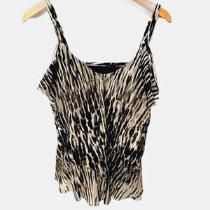Swim By CACIQUE Animal Print Layered Swimsuit Tankini Top Women's 14 Bra Cups